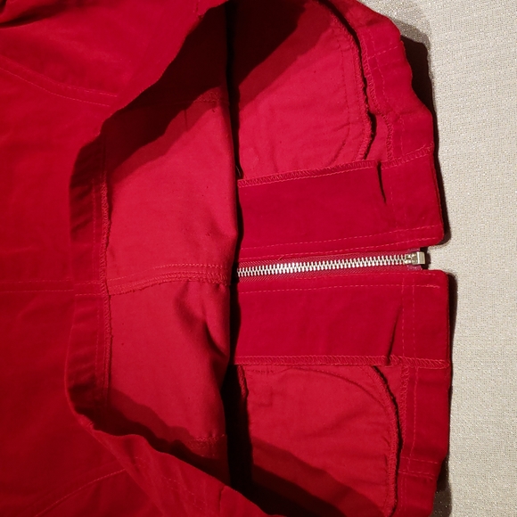 Vintage Essentials NEW Blazer Jacket Top Cotton Velour Front Zip RED Womens NWOT - Picture 15 of 15